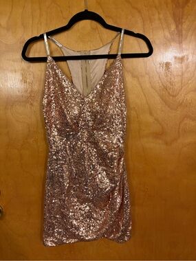 Sequin Slip Dress in Rose Gold -